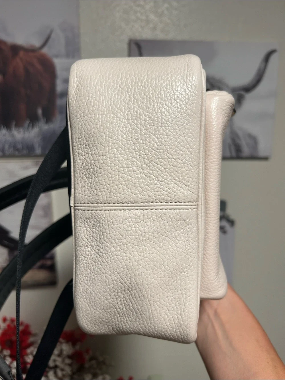 Coach Cream Pebble Leather Court Mini Backpack with Gold Hardware 8”x9”x3.5” EUC